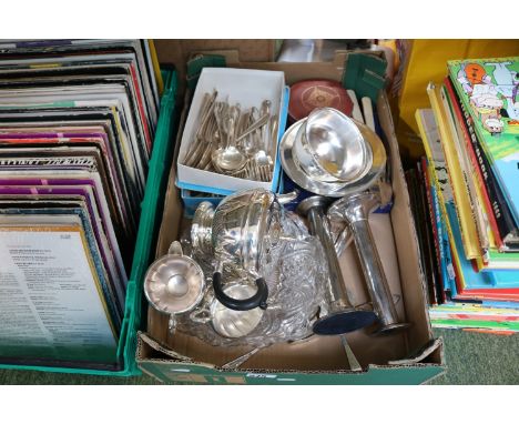 Tray of assorted Silver plated Tableware and Flatware and a Canteen of Cutlery 