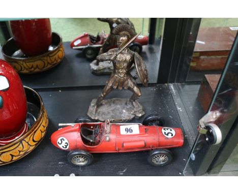 Greek Warrior Trojan Prince Hector figure and a Alfa Romeo 159 Racing Car model 