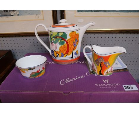 Boxed Wedgwood Clarice Cliff Limited edition Secrets, Windbells &amp; Secrets pattern Tea set