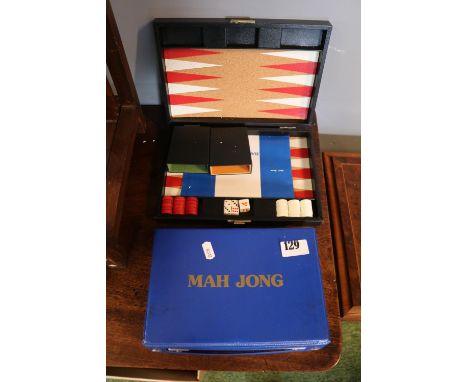Mah Jong set and a Travelling Back Gammon game 