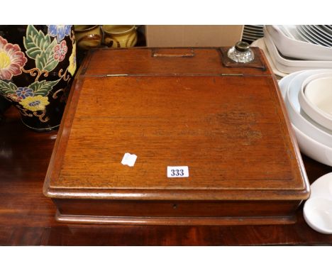 Victorian Mahogany Clerks writing slop with integral inkwell 