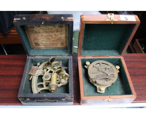 Reproduction J Scott of London Sextant and another Brass sextant 