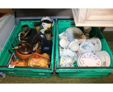 Box of assorted Ceramics and bygones to include Art Deco Ballerina, Cottage ware, Toby Jug  and a Alfred Meakin Carousel patt