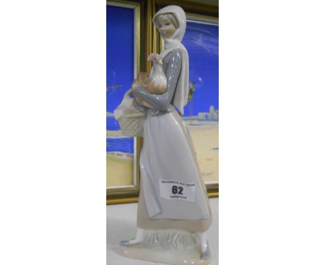 A Lladro Figure of a Girl and a Chicken.