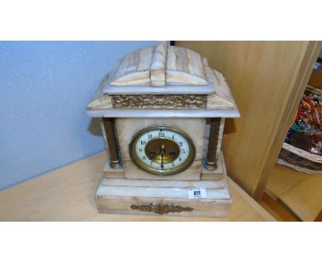 A Victorian Marble Mantel Clock (with key & pendulum).