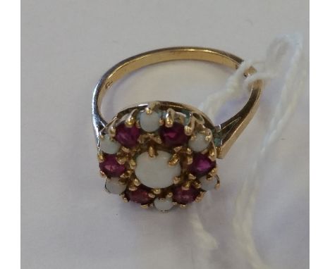 9ct Opal & Amethyst Cluster Ring