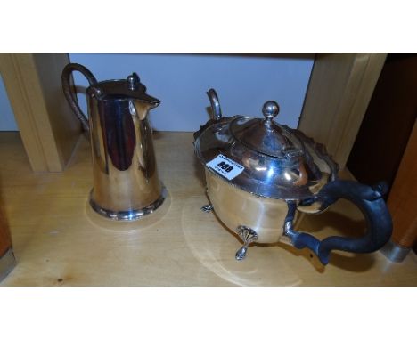 A 'Chippendale' Silver-Plated Teapot in the James' Pattern, together with a gravity lid chocolate pot.