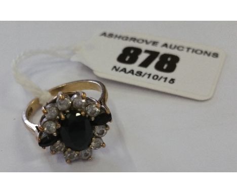 A 9ct Gold Sapphire & Diamond Cluster Ring.