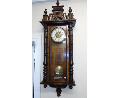 A 19th Century Walnut Vienna Wall Clock, 8 Day.