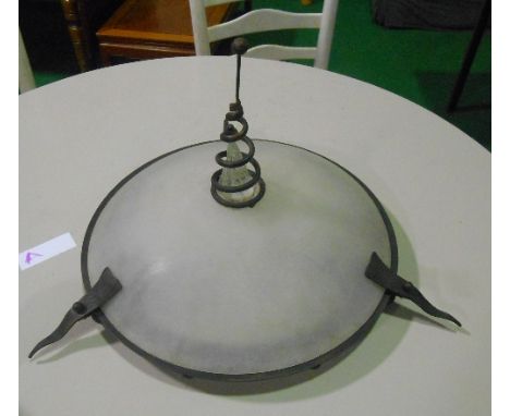 *A Metal & Glass Dome Shaped Ceiling Light with Spiral.