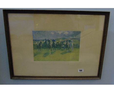 A Coloured Print Depicting an Equestrian Scene, After Lionel Edwards.