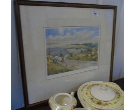 A Coloured Print After Lionel Edwards, 'Crossing the Wantage Road'.