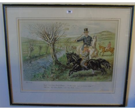A Wonderful Set of Four Coloured Lithographs after John Leech; 'A capital finish', 'The noble science', 'Hold hard master Geo