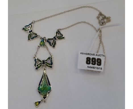 Silver Enamel Art Nouveau Style Necklet.