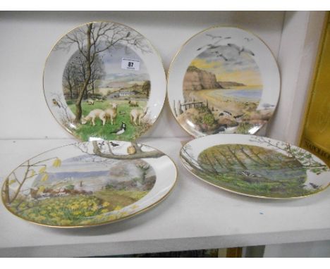 A Set of Four Royal Worcester Plates; limited edition, country scenes.