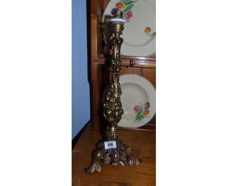 A Polished Brass Ornate Table Lamp. 