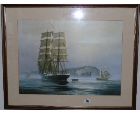 A Large Print showing Ships on Water, to include 'Lady Isabel'.