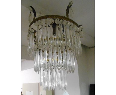 An Early 20th Century Basket Three Tier Light; with onyx decoration.