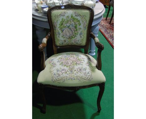 A Modern Continental Armchair with Tapestry Seat.