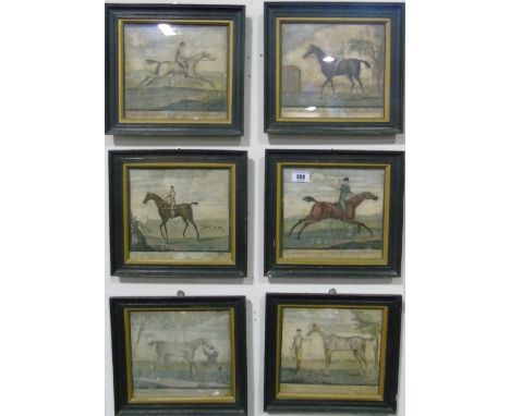 A V. Rare Set of Six 18th Century Coloured Hunting Scene Engravings.