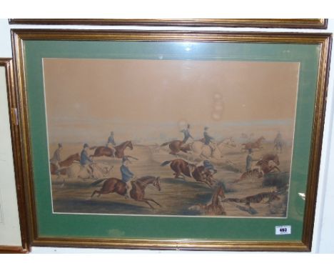 A Set of Four Early Coloured Mezzotints of Hunting Scenes, two unframed (4).