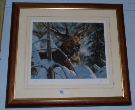 A Signed John Trickett Limited Edition Print of a Stag.