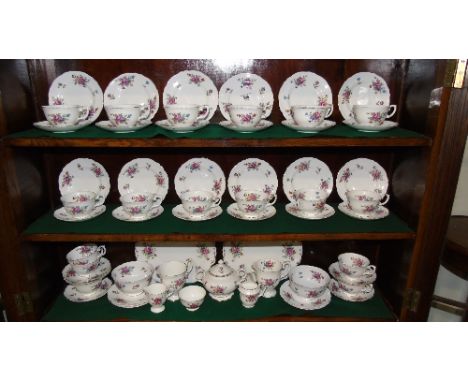 A Very Crown Staffordshire Rose Pattern Tea Service for Sixteen, complete.