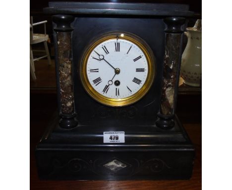 A 19th Century Black Slate Mantle Clock.
