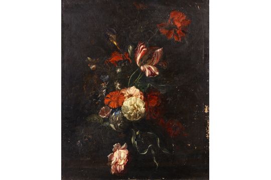 Follower Of Rachel Ruysch Roses Carnations A Parrot Tulip And