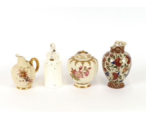 A Royal Worcester baluster vase and cover, having floral gilt heightened decoration on a cream ground, stamped to base "The S