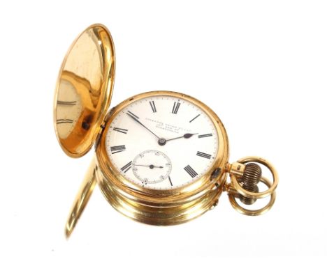 An 18 carat gold pocket watch, by the Coventry Lever Company Ltd., 41 New Street, Birmingham, white enamel Roman numeral dial