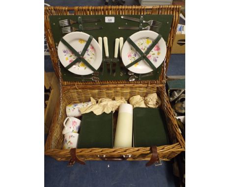 A Wicker Picnic Hamper and Contents