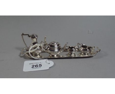 A Miniature Silver Tea Service on Miniature Tray 
