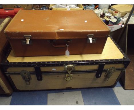 A Travelling Trunk and Vintage Suitcase 