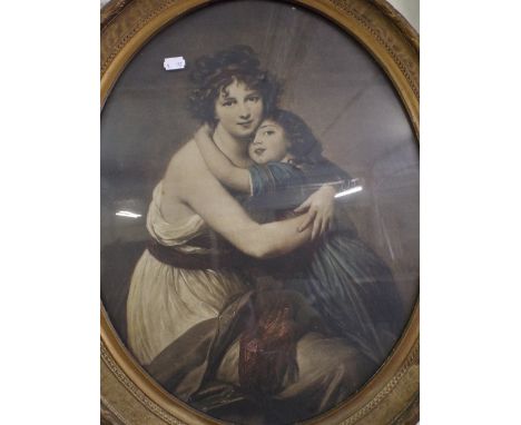 An Oval Gilt Framed Print, Children 