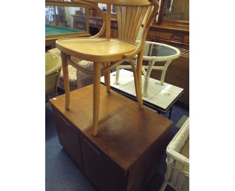 A Vintage TV Stand, Chair, Two Tile Top Tables and Circular Table