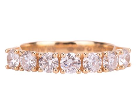 A diamond half eternity ring, claw-set with seven brilliant-cut diamonds of 3.3 mm, with an estimated total weight of 0.92ct,