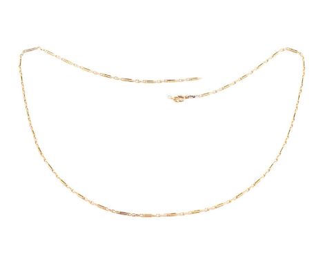 A fancy chain alternating with segments of hayseed links and cable links, fastened with a later-added spring-ring clasp, unma