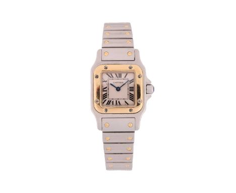 A lady's bi-colour Cartier Santos Galbée wristwatch Model: 1567 Serial: 768278CD Year: 1976 Case Material: Stainless Steel Ca