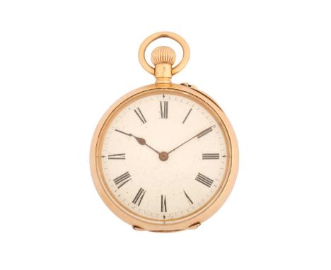 A lady's 18k gold open-faced pocket watchModel: 198865Case diameter: 35mmIn Marsh and Co Goldsmiths box and having engraved c