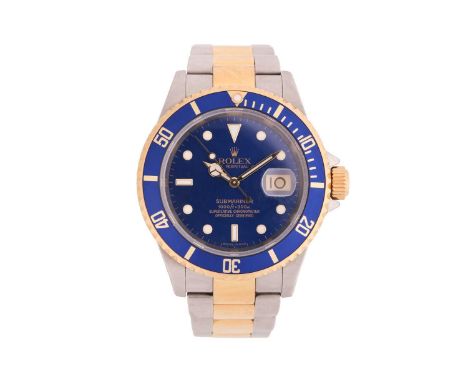 A Rolex Submariner Bi-metal Blue dial reference 16613 watch, complete.Model: 16613Serial: D252501Year: 2005Case Material: Ste