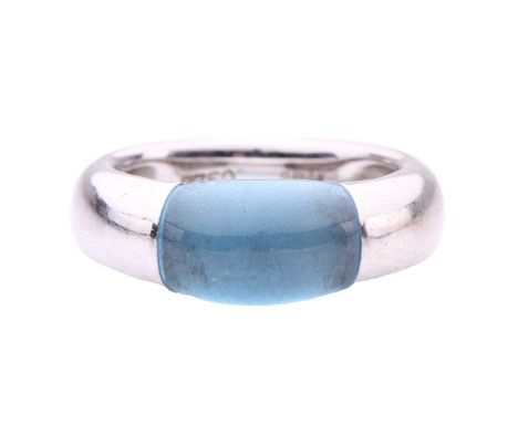 A Sifani Chopin topaz dress ring in 18ct white gold, the polished blue topaz set in a closed-back integrated D-section shank,
