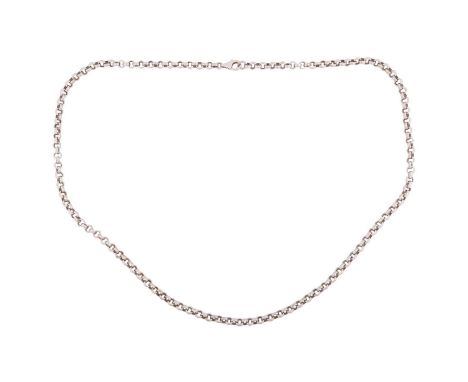 A belcher link chain in 18ct white gold, completed with a lobster clasp, Birmingham assay marks, 62.8 cm in length, total wei