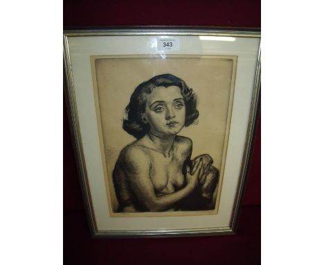 Mid 20th C female nude portrait 'Lillian' by Dame Laura Knight (35cm x 25cm), signed and titled in pencil 