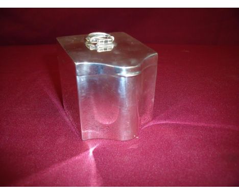 Birmingham Stuart Dawson Ltd 1913 silver hallmarked serpentine front tea caddy with hinged lift up lid and loop handle (7cm x