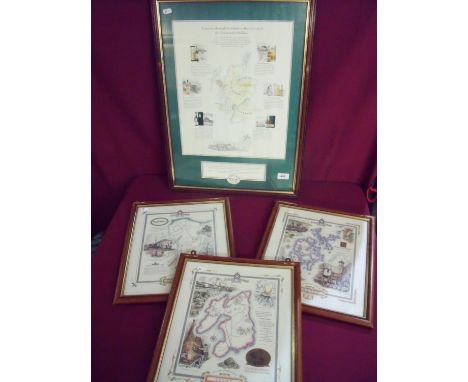Framed &amp; Mounted print depicting the journey through Scotland to discover six of the finest malt whisky's and a set of th