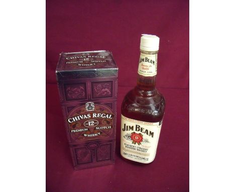 Boxed Chivas Regal Aged 12 Years Premium Scotch Whisky and Jim Bean Kentucky Straight Bourbon Whisky (2) 