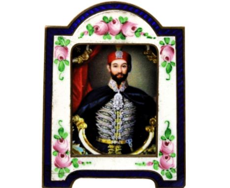 A 19th century French enamel frame. The miniature collectable is handmade decorated with very elegant French enamel floral an