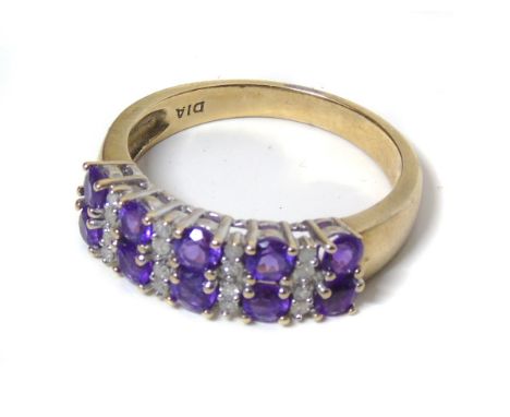 Amethyst and diamond ring on 9ct gold mount. Condition reports are not available for our Interiors Sales