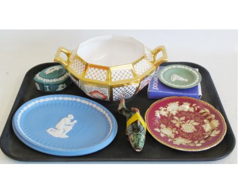 Wedgwood "Am i not a man and a brother" anti slavery dish , also a ruby Tonquin plate and other Wedgwood, Caverswall and Majo